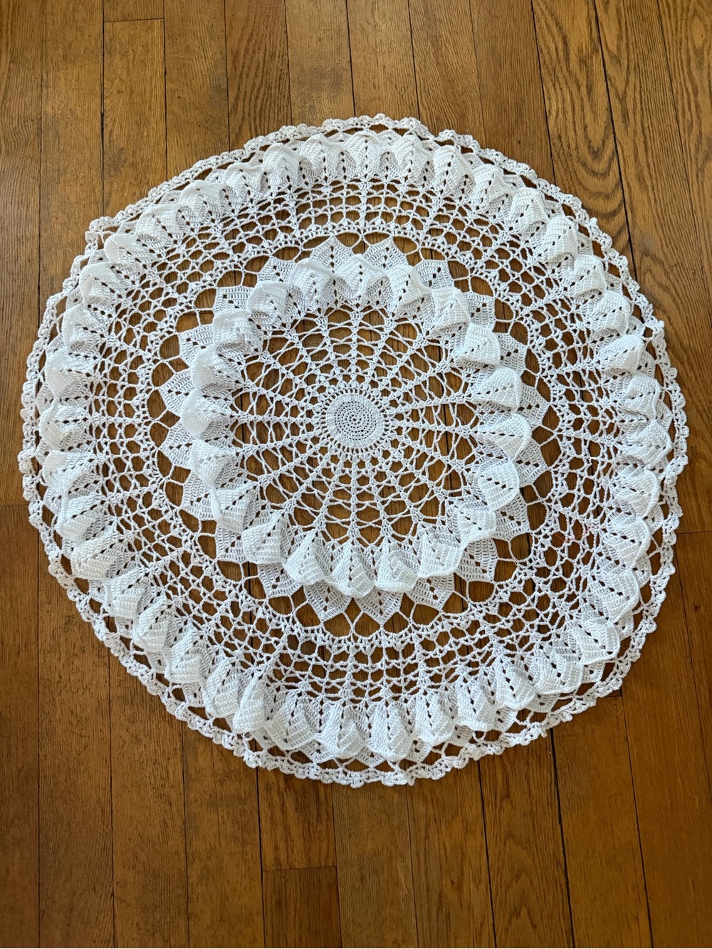 Handmade White Crocheted Doily Round Table Centerpiece